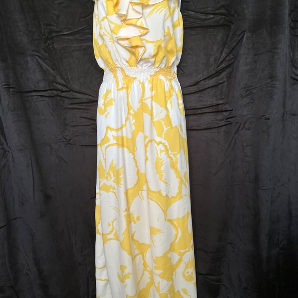 Loft, yellow & white maxi summer dress, size 6 - Picture 2 of 6